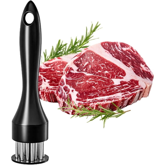 LQQBOX Meat Tenderizer Tool,Stainless Steel Ultra Sharp 21 Pin Tenderizer Tool Kitchen Gadgets for Tenderizing Pork, Beef, Chicken and Cooking Tool Suitable for BBQ, Marinade(Black)