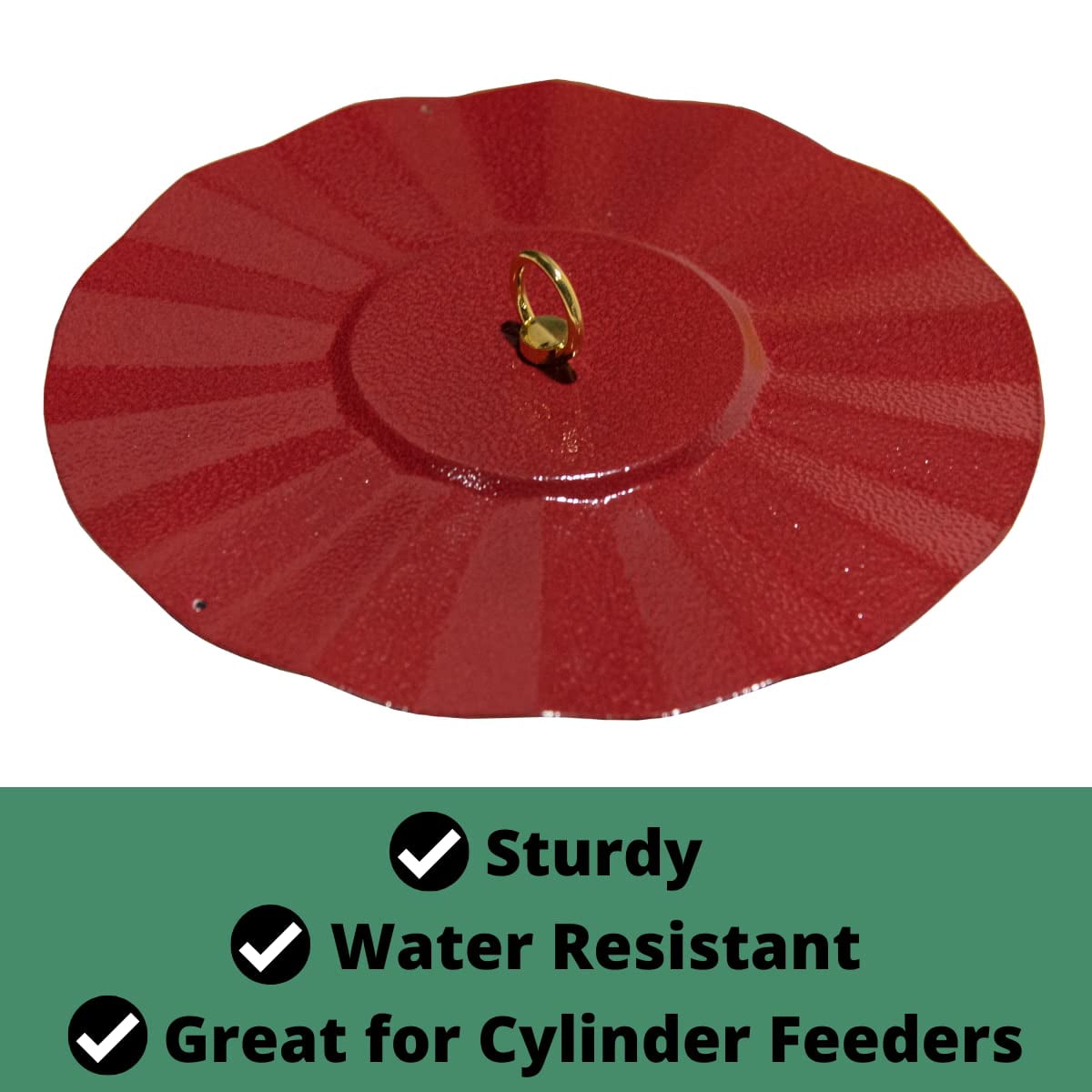 JCs Wildlife 9.5" Metal Rain Guard and Bird Seed Cylinder Feeder Kit - Protect Your Bird Food from Rain and Overhead Messes! (Red)