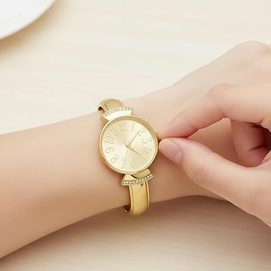 Blekon Collections Womens 29mm Case Large Numbers Narrow Cuff Bangle Watch
