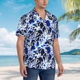 thumbnail image 3 of Fuzoiu Blue Lightning2 Print Hawaiian Shirt for Men, Summer Beach Casual Short Sleeve Button Down Shirts, Men’s Beach Summer Shirts with Pocket,X-Large, 3 of 7