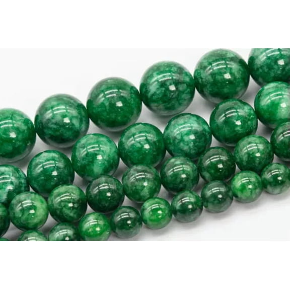 HOOUN Quartz Beads Jadeite Green Color Grade AAA Round Loose Beads 6/8/10/12MM-12 mm-Full Strand