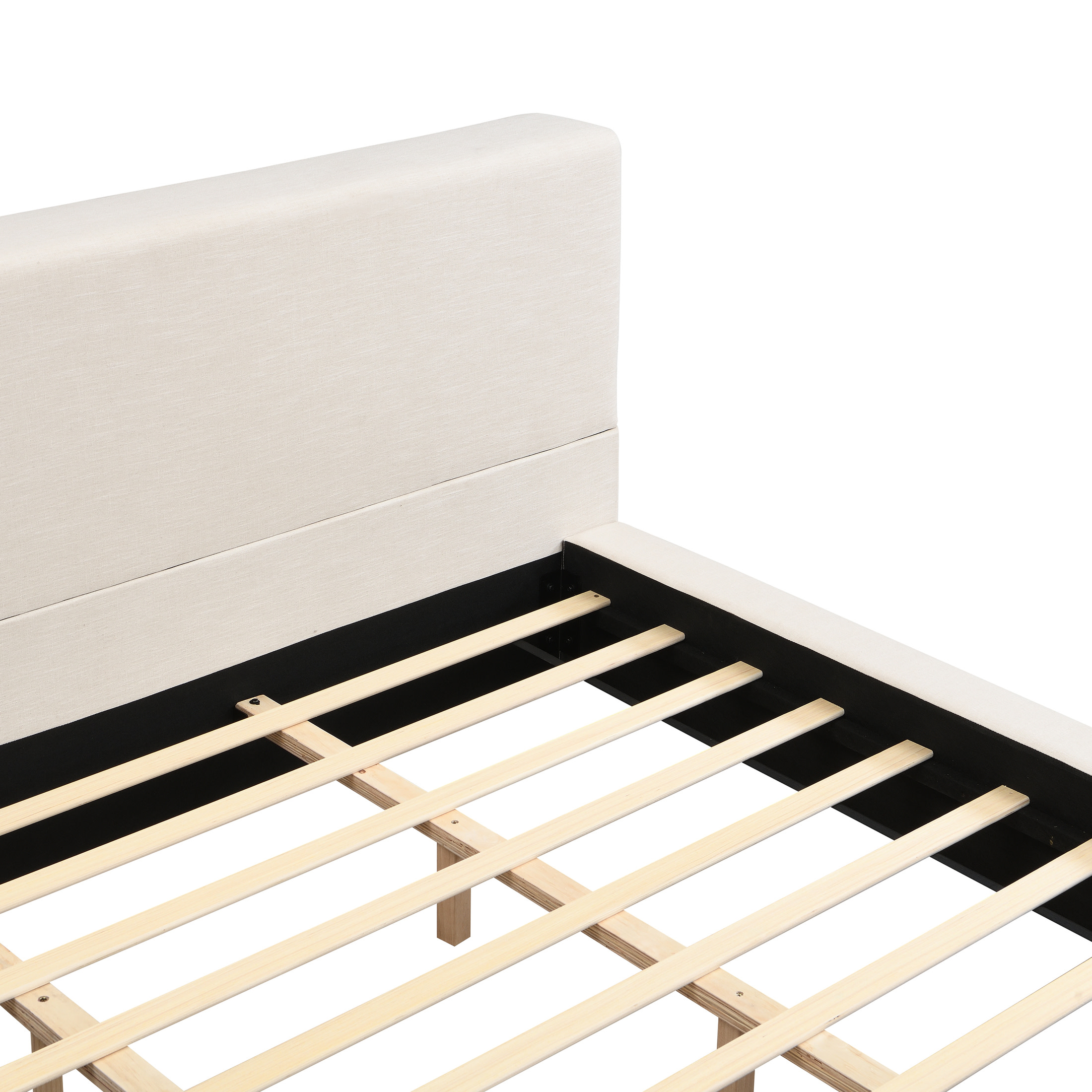 Christopher Knight Home Linen Upholstered King Size Bed Frame with Thick Headboard & Footboard, Beige