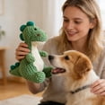 thumbnail image 5 of Dinosaur Plush Squeaky Dog Toy Durable Chew Toy for Small Medium Large Dogs Puppy Teething - Green S, 5 of 6