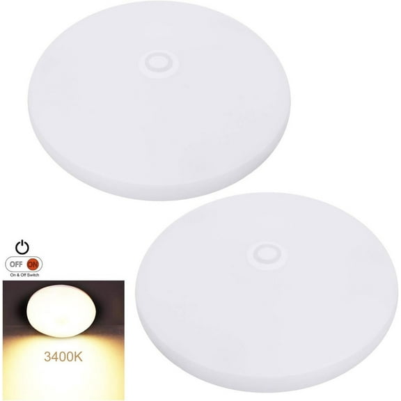 Facon Ultra Slim 3.5'' 12V RV Puck Lights w/Switch, 3400K Warm White LED Interior Lights for RVs, Camper Van, Boats, 12V Dome Light Fixture – cETL Certified（2 Packs）
