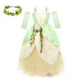 thumbnail image 3 of Disney-disfraz de princesa Tinker Bell para niñas, vestido de hada de las flores verdes, disfraz de elfo con purpurina, ala de mariposa, fiesta de Halloween, 3 of 5