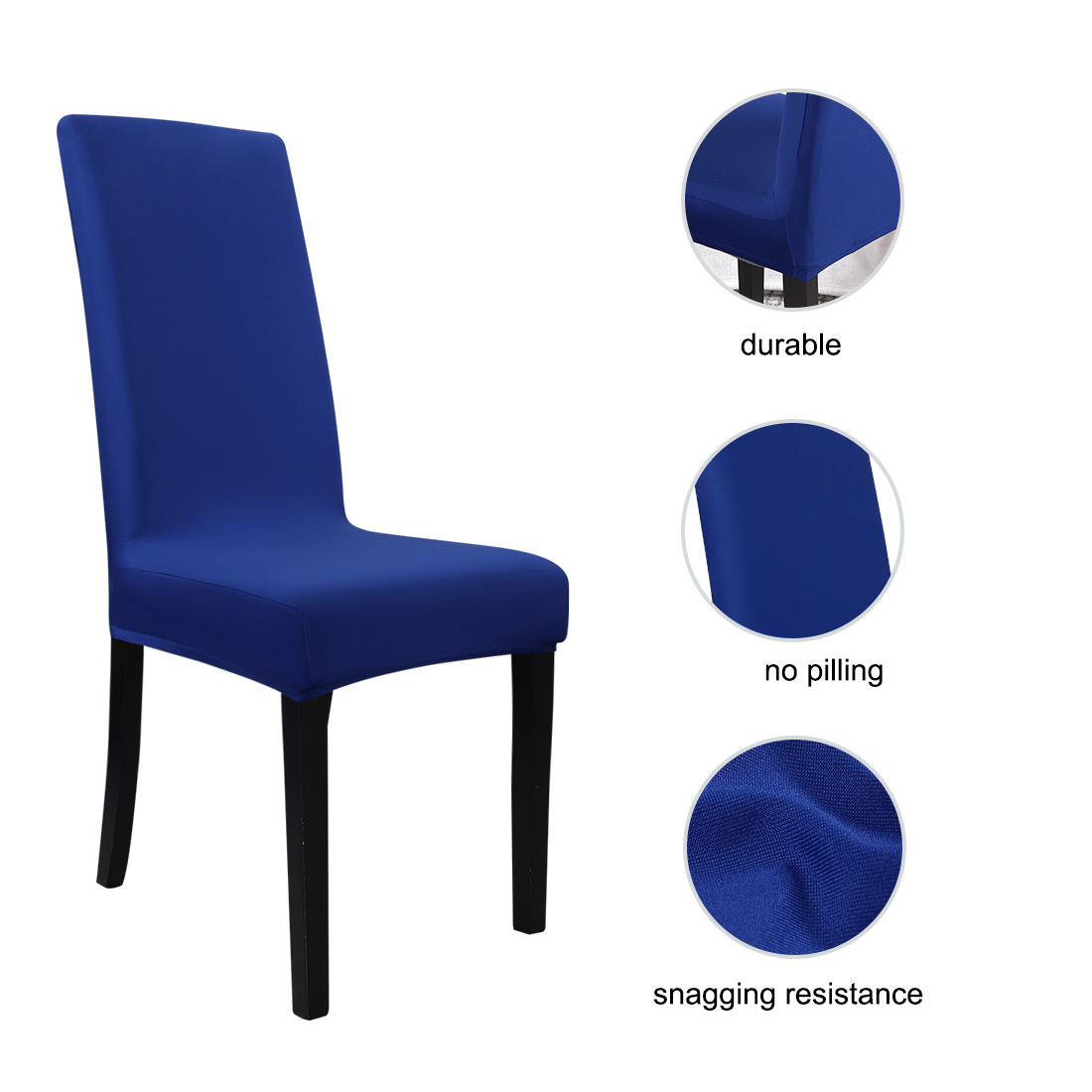 Unique Bargains 4-Pack Solid Dinning Room Chair Cover Stretch Removable Chair Slipcovers Royal Blue