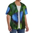 thumbnail image 2 of Rateoe Blue Morpho butterfly Pattern Men's Short Sleeve Classic Shirt, Casual Short-Sleeved Shirt, Lightweight Summer Shirt, Cuban Collar Shirt,Button-Front Shirt-3X-Large, 2 of 5