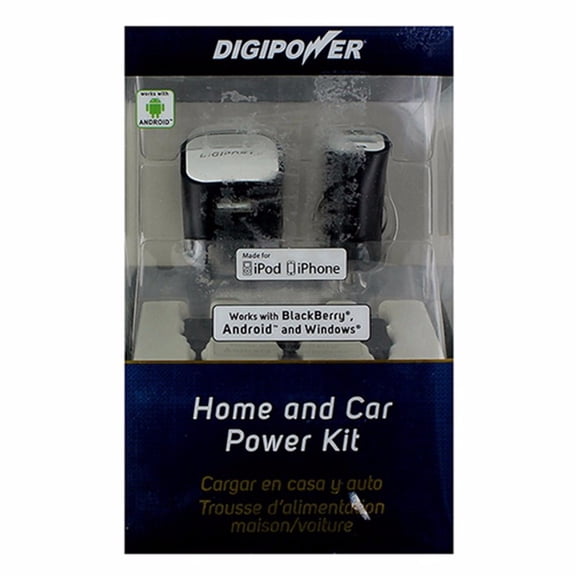 DigiPower Home and Car Micro-USB / 30-Pin / Mini-USB Power Kit - Black
