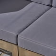 thumbnail image 6 of Leyla Outdoor 12 Piece Acacia Wood U-Shaped Sectional Sofa Set with Cushions and Iron Fire Pit, Gray, Dark Gray, Dark Gray, 6 of 12