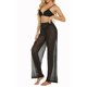 thumbnail image 4 of Pantalones Pantalones de pierna ancha de cintura alta elásticos de playa de malla transparente para mujer Kuymtek para Mujer Negro T S, 4 of 9