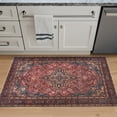 thumbnail image 2 of Bloom Rugs Washable Non-Slip 3' x 5' Rug - Red/Teal Blue/Yellow Traditional Medallion Area Rug for Living Room, Bedroom, Dining Room, and Kitchen - Exact size: 3' x 5', 2 of 9