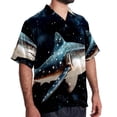thumbnail image 2 of Starry Shark Men's Hawaiian Button Down Printed Short Sleeve Summer Beach Shirts, 2 of 6