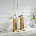thumbnail image 3 of 3-Piece Modern Coffee Table Set, Faux Marble Coffee Table, End Table and Console Table, Gold Mirrored Stainless Steel Base for Living Room, Home Office, 3 of 6