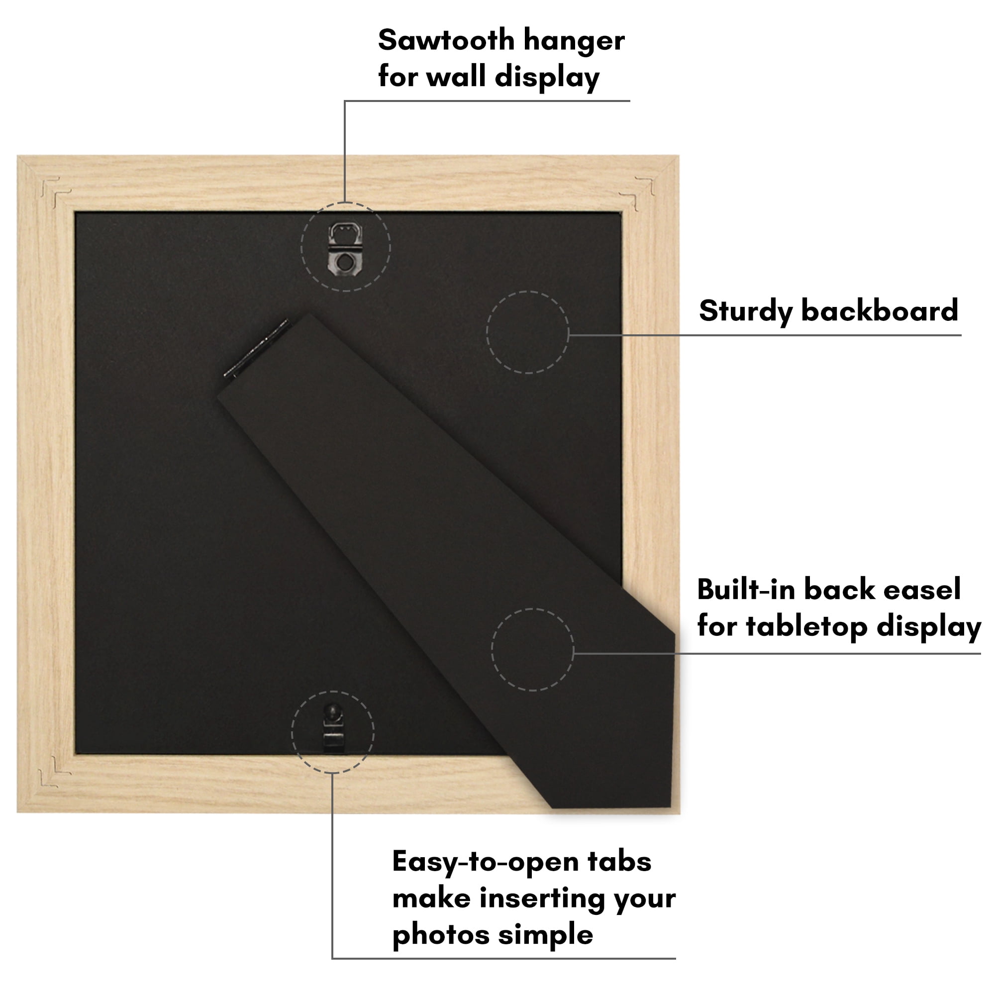 Americanflat 8x8 Picture Frame with Shatter-Resistant Glass with 4x4 Mat Display Photo Hudson - Natural Oak