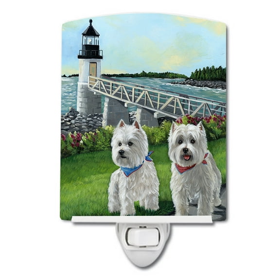 Caroline's Treasures PPP3230CNL Westie Schooner & Annie Ceramic Night Light, 6x4x3", multicolor