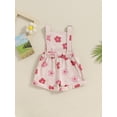 thumbnail image 3 of Niusricy Kids Little Girl Overalls Shorts 6M 12M 18M 2T 3T 4T 5T 6T Toddler Baby Sleeveless Suspender Jumpsuit Floral Print Pocket Front Rompers with l Cute Clothes for Summer Daily Vacation, 3 of 7