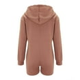 thumbnail image 5 of RYKJLWY Summer Outfits for Women Fashion Solid Color Shorts Playsuits Women Autumn New Hooded Pockets Long Sleeves Loose High Street Sport Sweatshirts Jumpsuits Jumpsuits for Women(Khaki,XXL), 5 of 5