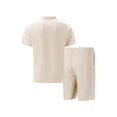 thumbnail image 5 of Men'S Half Zip for . Short Sleeve Shirt and Drawstring Shorts Two Piece Outfit Khaki XXXL, 5 of 6