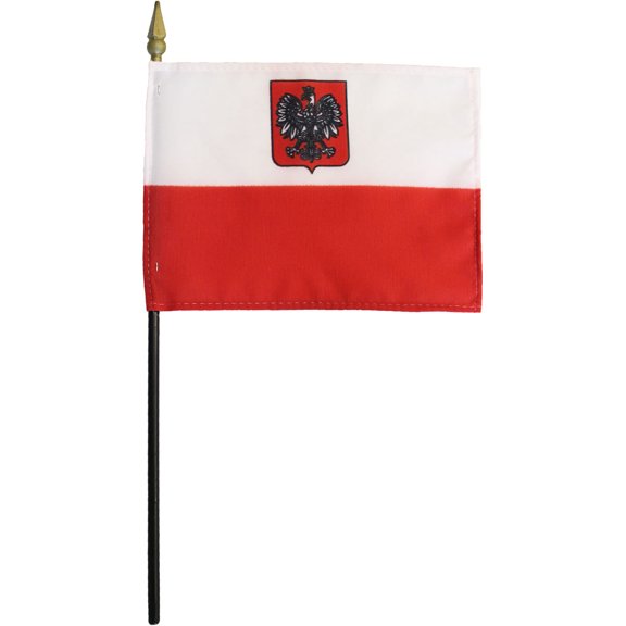 Poland - 4"X6" Stick Flag (Eagle)