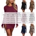 thumbnail image 3 of TFEOQRY Womens Bodycon Mini Dress Crew Neck Long Sleeve Side Drawstring Ruched Slit Hem Party Casual Short Dresses, 3 of 5