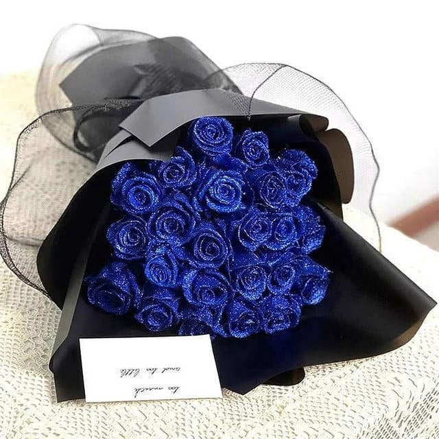10pcs Glitter Rose Bouquet, Artificial Rose Flowers Bouquet, Eternal Glitter Rose Bouquet with Stem, DIY Bouquet Shiny Fake Rose Bouquet Love Gift