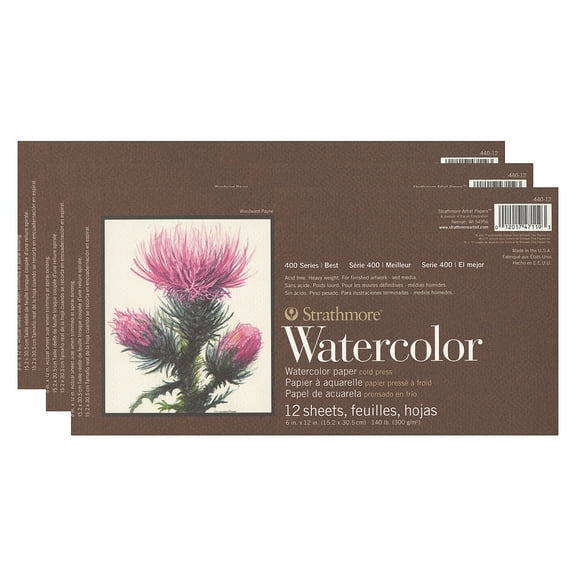 Strathmore 400 Series Watercolor Pad 6 in. x 12 in. pad of 12 [Pack of 3](PK3-440-12-1) 92634-PK3