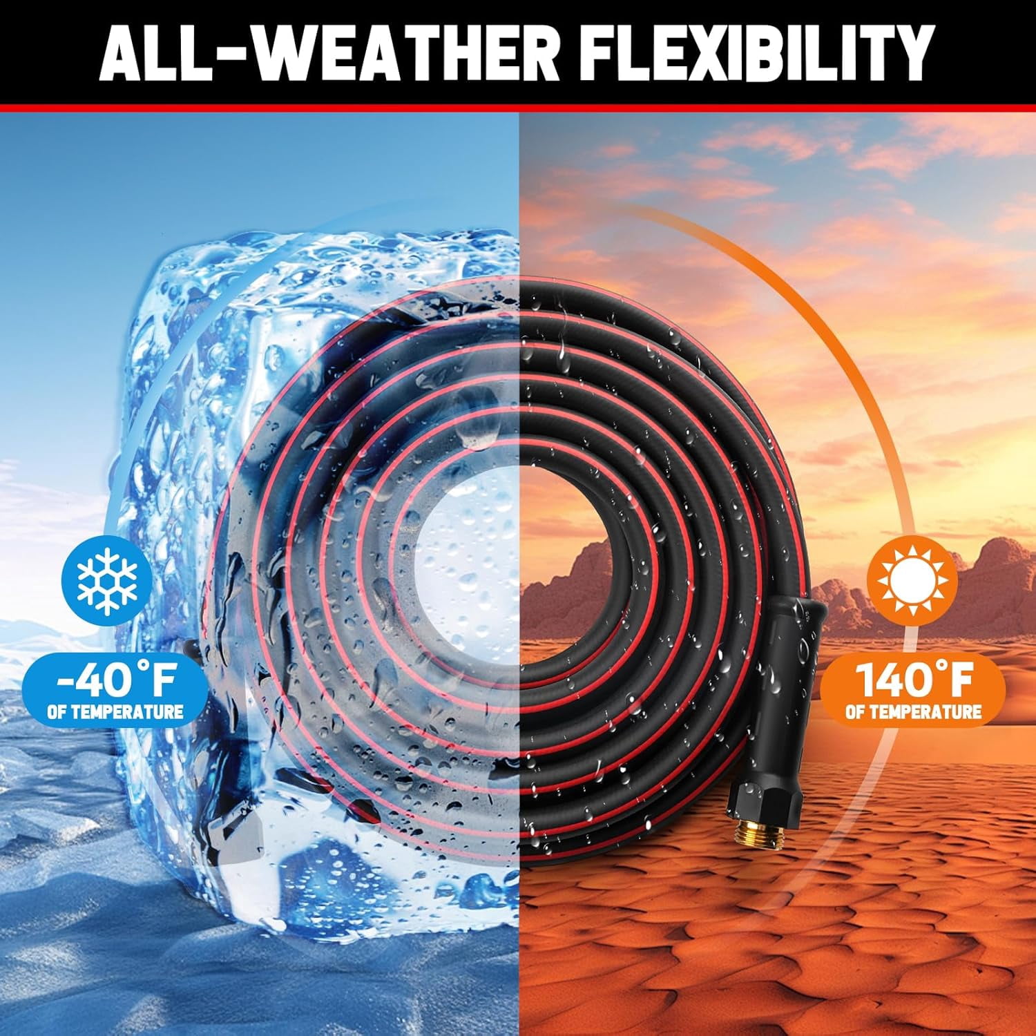 25ft Non-Expandable Heavy Duty Garden Hose, Kink Resistant, Leakproof, Lightweight Hybrid with Male to Female Fittings for Home & Yard