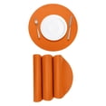 thumbnail image 1 of 4 Pcs Manteles Individuales de Cuero Sintético para Mesa de Cena, Manteles Redondos Resistentes al Calor (Naranja), 1 of 5