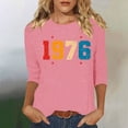 thumbnail image 2 of Womens Birthday T Shirts 1976 Graphic Print Crew Neck 3/4 Length Sleeve Pullover Tops Casual Vintage Tees (XL, Pink), 2 of 4