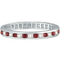 thumbnail image 2 of Ruby and Diamond Channel Set Ring Eternity Band 14k White Gold (1.04ctw), 2 of 2