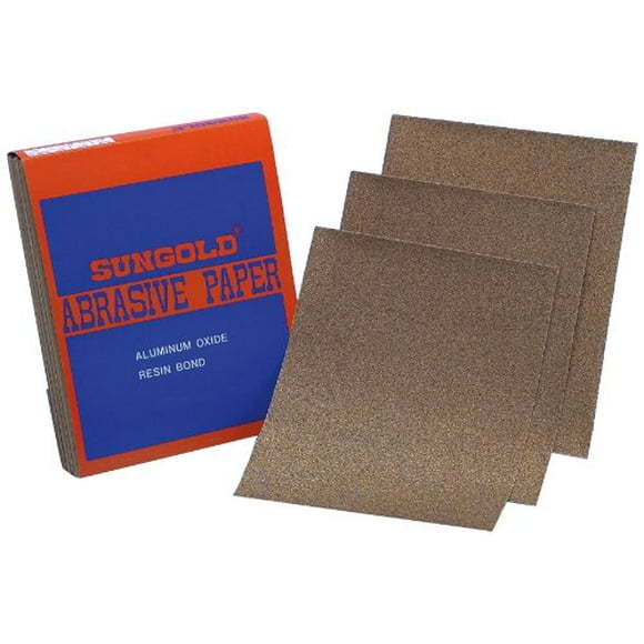 Sungold Abrasives 130118 Feuilles de Ponçage 220 Grains 9 Pouces par 11 Pouces, Oxyde d'Aluminium Brun, 100 Feuilles/manchon