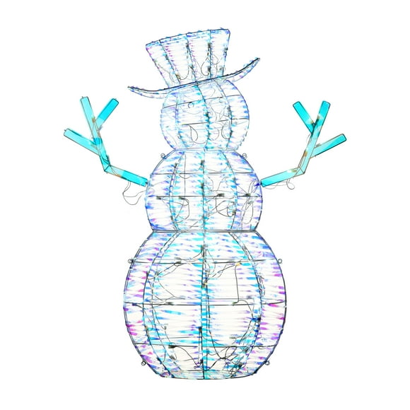 National Tree Company Medium 48" Tinsel Snowman Decoration with LEDs, Iridescent