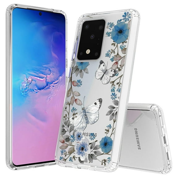Aquaflex Transparent Clear Flexible Shock Absorbing Phone Case Cover Suitable for Samsung Galaxy S20 Ultra 6.9" - Butterfly Yard