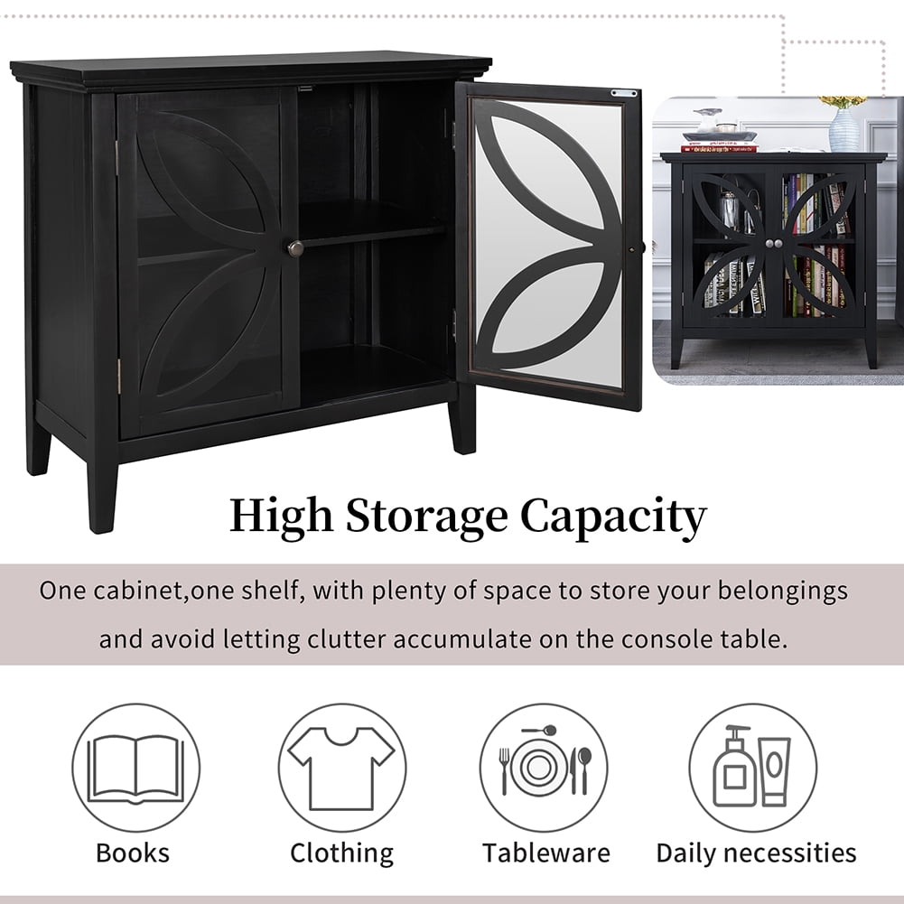 Private Jungle Accent Storage Cabinet Wooden Cabinet with Decorative transparent Door,Modern Sideboard for Entryway, Living Room,32 Inch,Black Private Jungle Accent Storage Cabinet Wooden Cabinet with Decorative transparent Door,Modern Sideboard for Entryway, Living Room,32 Inch,Black