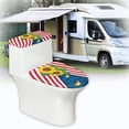 thumbnail image 6 of HELLHERO Sunflower Stripe Design Elastic Fabric Bathroom Toilet Lid Cover Set & Stays in Place Toilet Lid Cover & Universal for Toilet Elastic Edge, 6 of 8