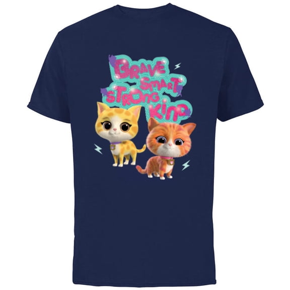 Disney Junior SuperKitties Brave Smart Strong Kind - Short Sleeve Cotton T-Shirt for Adults - Customized-Navy