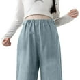 thumbnail image 4 of HAOTAGS Pregnant Women's Jeans, Denim Wide Leg Casual Loose Unbreakable Cropped Straight Leg Pants Light Blue M, 4 of 5