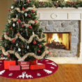 thumbnail image 3 of ZHAOCHENG Falda de árbol de Navidad de punto, funda de cojín para base de árbol de Navidad de alce 3D, falda de árbol de color rojo campestre, 3 of 5