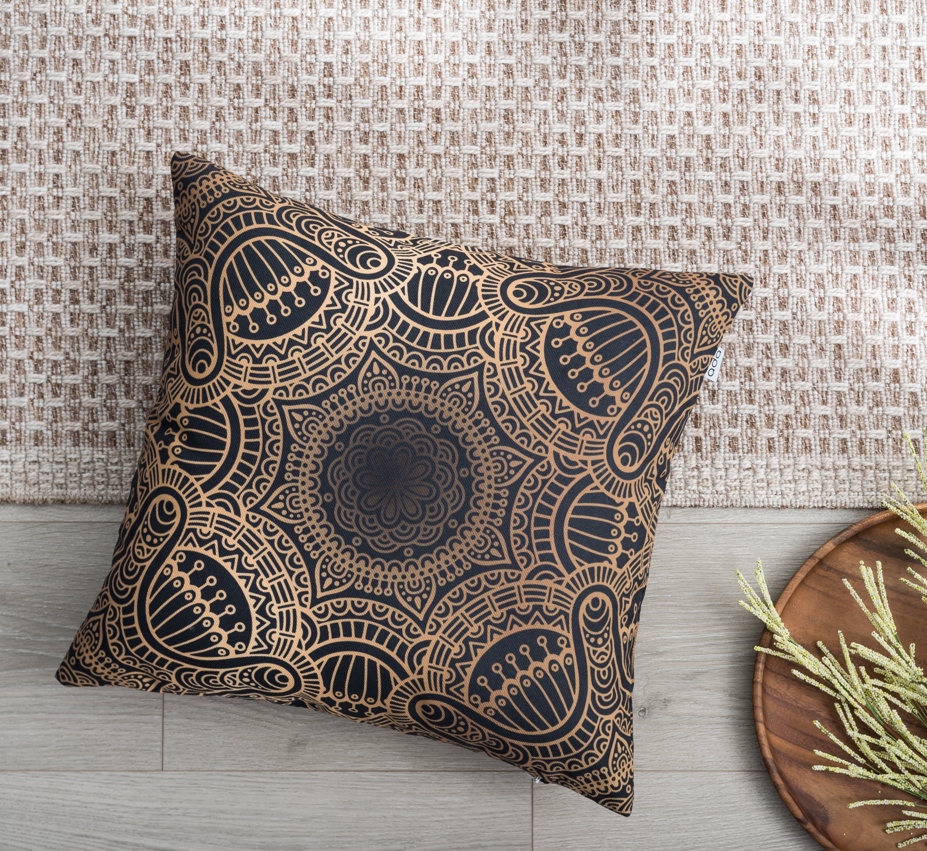 Ada Home Decor Gold Geometric Contemporary Pillow