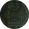 thumbnail image 1 of Ahgly Company Machine Washable Indoor Round Persian Turquoise Blue Traditional Area Rugs, 4' Round, 1 of 4