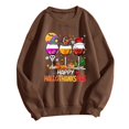 thumbnail image 5 of WEIWEN Happy Hallothanksmas Halloween Sweatshirts for Women Thanksgiving Christmas Graphic Fall Sweaters for Women Dressy Casual Long Sleeve Outfits Women's Clothing Coffee, S, 5 of 5