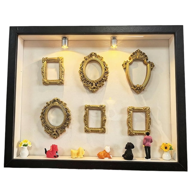 DIY Silhouette Shadow Box Frame Kit, Mini Gold Memory Collage Picture Frame for Crafts, Mothers Day, Anniversary, Wedding Gift, 8.5x10.5 Inches