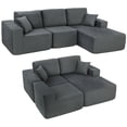 thumbnail image 1 of HOMCOM Canapé Sectionnel Modulaire, Canapé en L avec Assise Profonde, Gris Foncé, 1 of 10