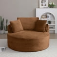 thumbnail image 4 of Miniyam 54" Modern Round Lounge Chair, Corduroy Accent Chair with 3 Pillows, No Assembly Required, for Living Room, Bedroom(Orange), 4 of 9