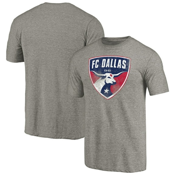 Men's Gray FC Dallas Distressed Primary Logo Tri-Blend T-Shirt