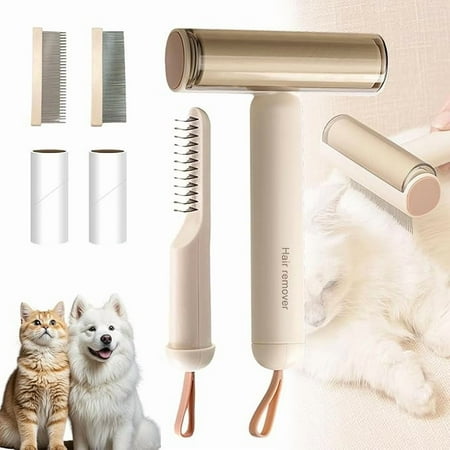 3-in-1 Pet Grooming Brush for Dogs & Cats | Deshedding & Dematting Comb with Built-in Lint Roller | Use with Our Sticky Hair Remover for Complete Fur Care