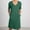 Green, variant on Womens Dresses Cotton and Linen Solid Color V-Neck Mid-Length Dress Quick Dry Slim Fit Short Sleeve Sundress
