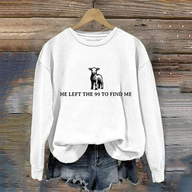 TINZ Chandail en Molleton Décontracté à Manches Longues Col Rond Imprimé "He Leave The 99 To Fine Me" pour Femmes, Chandail Décontracté, Crop Top pour Filles, Tenues d'Hiver Duveteuses pour Femmes