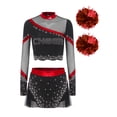 thumbnail image 3 of Moggemol Womens 3Pcs Cheer Leader Outfits School Cheerleading Uniform Set Red L, 3 of 5