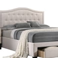 thumbnail image 2 of Buk Upholstered Tufted Full Bed with Storage, Nailhead Trim, Ivory Burlap - Saltoro Sherpi, 2 of 5